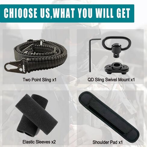 VVAAGG Paracord Sling مع وسادة الكتف وQD Sling Mount، 2 Point QD Sling in Kuwait