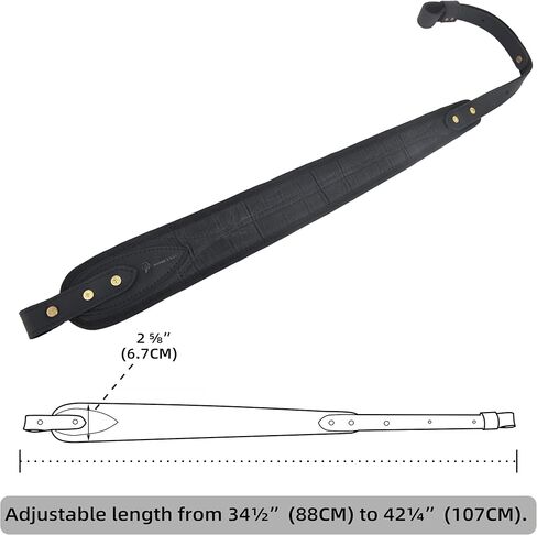 حبال بندقية جلدية من قماش القماش من WAYNE'S DOG مع دوارات، حزام بندقية صيد باللون الأسود والبني in Kuwait