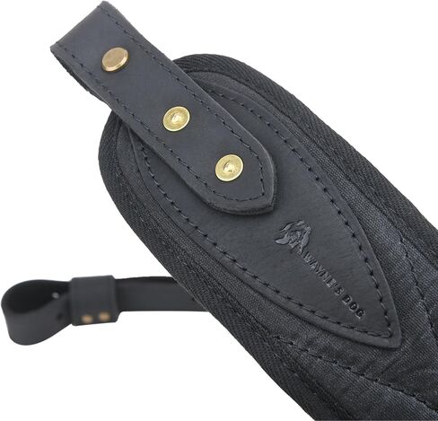 حبال بندقية جلدية من قماش القماش من WAYNE'S DOG مع دوارات، حزام بندقية صيد باللون الأسود والبني in Kuwait