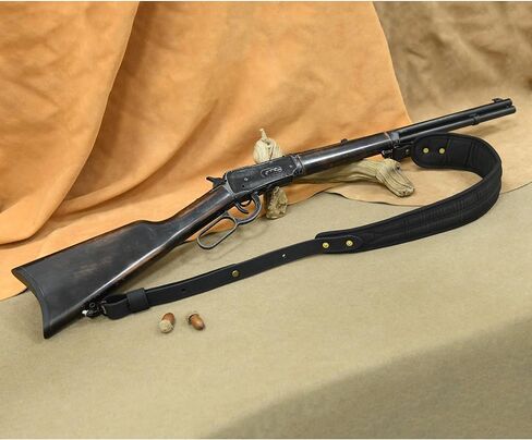 حبال بندقية جلدية من قماش القماش من WAYNE'S DOG مع دوارات، حزام بندقية صيد باللون الأسود والبني in Kuwait