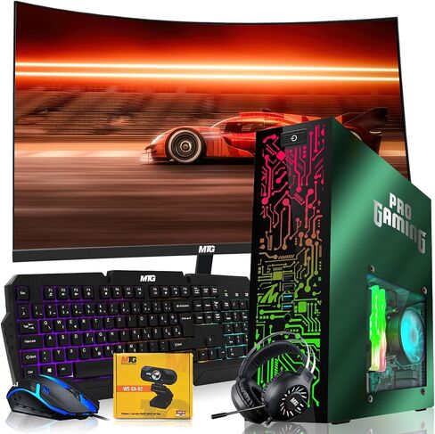 Hp Carbon Black Desktop Computer PC–Intel Core i5,16GB ARGB RAM,512GB SSD,GT-1030 Graphic Card,27 Inch Curved Monitor,RGB KBM with AI Copilot Key,RGB Headphone,Webcam,Windows 11 (Renewed) in Saudi Arabia