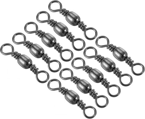 Fishing Barrel Swivels, 50Pcs 61LBS Stainless Steel Solid Ring Terminal Tackle for Saltwater Freshwater Fishing, Black in Saudi Arabia