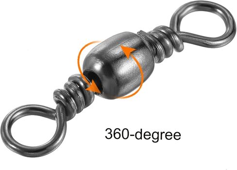 Fishing Barrel Swivels, 50Pcs 61LBS Stainless Steel Solid Ring Terminal Tackle for Saltwater Freshwater Fishing, Black in Saudi Arabia