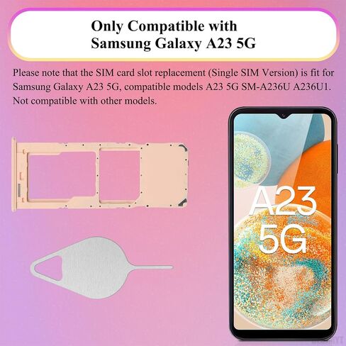 Sim Card Tray Replacement for Samsung Galaxy A23 5G (Single SIM Version) - Peach Card Tray Slot Holder Bracket Adapter with Needle Ejector for A23 5G SM-A236U A236U1 in Saudi Arabia