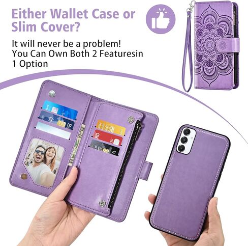 Asuwish Phone Case for Samsung Galaxy A16 5G/4G Zipper Wallet Magnetic Detachable Cell Cover with Tempered Glass Screen Protector Crossbody Lanyard Strap Flower Card Holder A 16 Women Girls Rose Gold in Kuwait