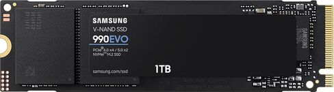 سامسونج 990 EVO SSD 1 تيرابايت داخلي SSD، PCIe Gen 4x4، Gen 5x2 M.2 2280، سرعات تصل إلى 5000 ميجابايت/ثانية، MZ-V9E1T0B/AM، أسود، مع لوحة ماوس MTC in Kuwait