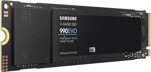 سامسونج 990 EVO SSD 1 تيرابايت داخلي SSD، PCIe Gen 4x4، Gen 5x2 M.2 2280، سرعات تصل إلى 5000 ميجابايت/ثانية، MZ-V9E1T0B/AM، أسود، مع لوحة ماوس MTC in Kuwait
