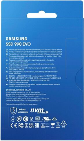 سامسونج 990 EVO SSD 1 تيرابايت داخلي SSD، PCIe Gen 4x4، Gen 5x2 M.2 2280، سرعات تصل إلى 5000 ميجابايت/ثانية، MZ-V9E1T0B/AM، أسود، مع لوحة ماوس MTC in Kuwait