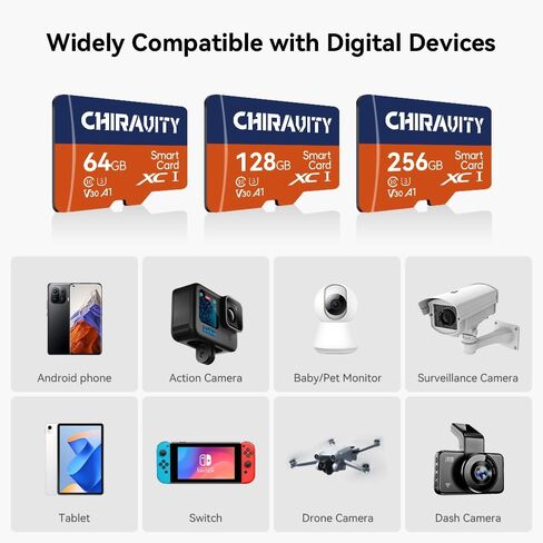 Memory Card 128GB, UHS-I U3 V30 A1, 100MB/s High Speed Memory Card, Class 10 TF Card for 4K UHD Video, Camera, Drone, Smartphone, Dash Cam in Saudi Arabia