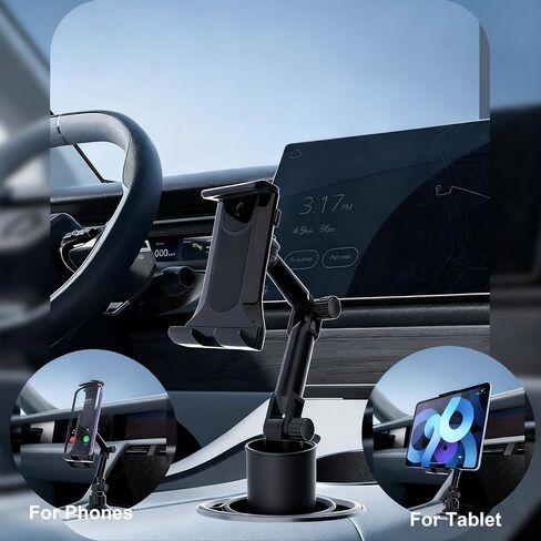 Tablet Holder for Car, for iPad Cup Holder Car Mount with Depth Large Clamp, Height Adjustable Tab Mount Holder in Saudi Arabia