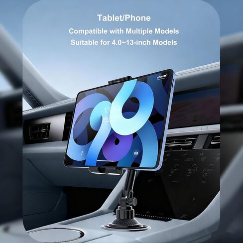 Tablet Holder for Car, for iPad Cup Holder Car Mount with Depth Large Clamp, Height Adjustable Tab Mount Holder in Saudi Arabia