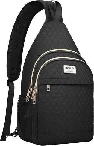 MOSISO Sling Backpack, Rhombus Quilted Crossbody Bag with Front Pockets Casual Chest Shoulder Travel Hiking Daypack Bag, Black in Saudi Arabia