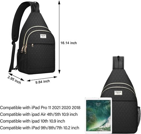 MOSISO Sling Backpack, Rhombus Quilted Crossbody Bag with Front Pockets Casual Chest Shoulder Travel Hiking Daypack Bag, Black in Saudi Arabia