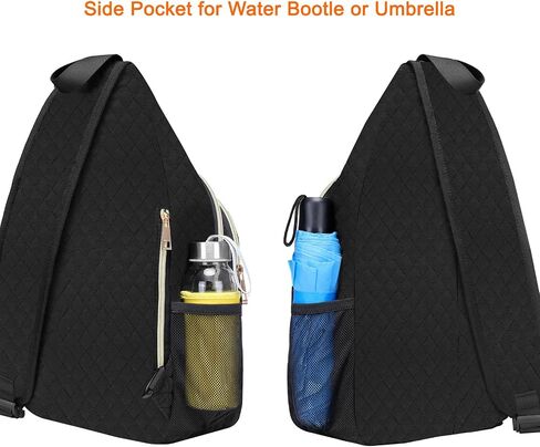 MOSISO Sling Backpack, Rhombus Quilted Crossbody Bag with Front Pockets Casual Chest Shoulder Travel Hiking Daypack Bag, Black in Saudi Arabia