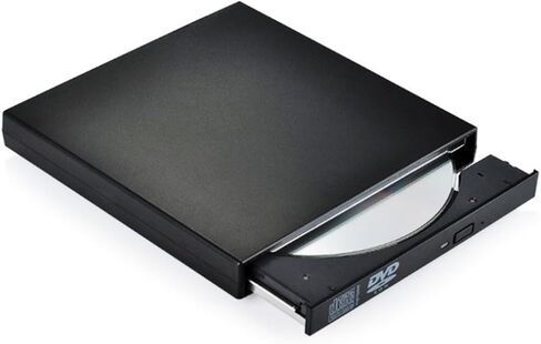 محرك أقراص CD DVD Rw خارجي محمول USB مع زر إخراج وتشغيل ناسخ الأقراص الضوئية متوافق مع نظام التشغيل Windows لأجهزة الكمبيوتر المحمولة وأجهزة الكمبيوتر المكتبية بتصميم أسود in Kuwait