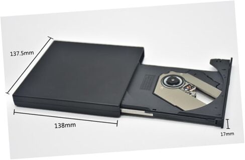 محرك أقراص CD DVD Rw خارجي محمول USB مع زر إخراج وتشغيل ناسخ الأقراص الضوئية متوافق مع نظام التشغيل Windows لأجهزة الكمبيوتر المحمولة وأجهزة الكمبيوتر المكتبية بتصميم أسود in Kuwait
