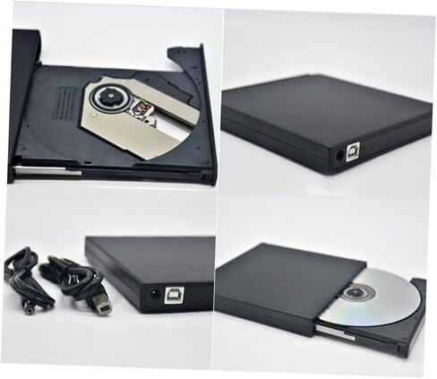 محرك أقراص CD DVD Rw خارجي محمول USB مع زر إخراج وتشغيل ناسخ الأقراص الضوئية متوافق مع نظام التشغيل Windows لأجهزة الكمبيوتر المحمولة وأجهزة الكمبيوتر المكتبية بتصميم أسود in Kuwait