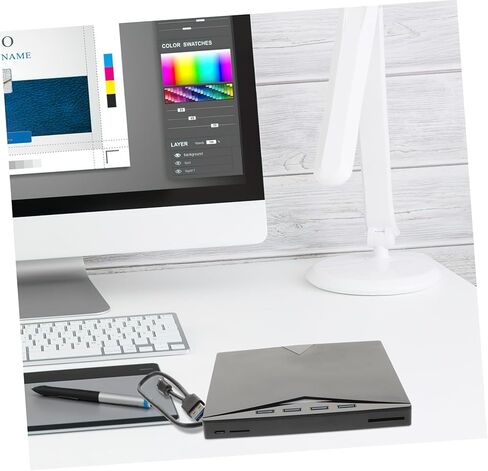 محرك أقراص DVD خارجي USB من النوع C ناسخ أقراص ضوئية محمول متعدد الوظائف متوافق مع أجهزة الكمبيوتر المحمول وأجهزة الكمبيوتر المحمولة وأجهزة الكمبيوتر المحمولة وتصميم صامت رفيع للغاية مع فتحة لبطاقة الذاكرة وسريع in Kuwait