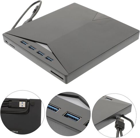 محرك أقراص DVD خارجي USB من النوع C ناسخ أقراص ضوئية محمول متعدد الوظائف متوافق مع أجهزة الكمبيوتر المحمول وأجهزة الكمبيوتر المحمولة وأجهزة الكمبيوتر المحمولة وتصميم صامت رفيع للغاية مع فتحة لبطاقة الذاكرة وسريع in Kuwait