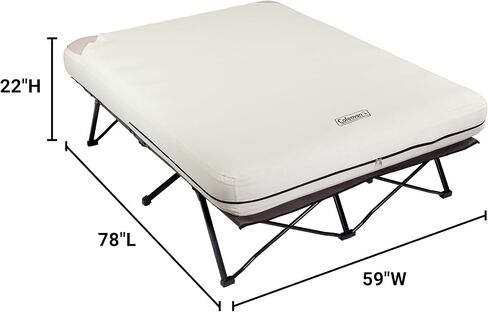 Coleman Queen-Size Airbed Cot Combination, Folding Air Mattress with Steel Frame & Side Table, Battery Pump Included, Great for Camping, Lounging, Elevated Sleeping, Guests, & More in Kuwait