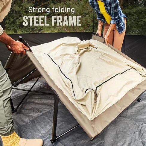 Coleman Queen-Size Airbed Cot Combination, Folding Air Mattress with Steel Frame & Side Table, Battery Pump Included, Great for Camping, Lounging, Elevated Sleeping, Guests, & More in Kuwait