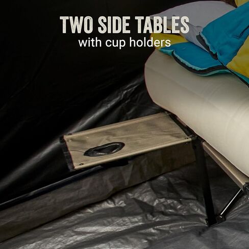 Coleman Queen-Size Airbed Cot Combination, Folding Air Mattress with Steel Frame & Side Table, Battery Pump Included, Great for Camping, Lounging, Elevated Sleeping, Guests, & More in Kuwait