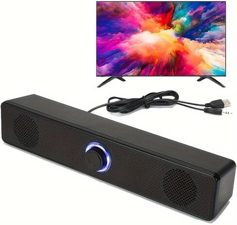 سماعات الكمبيوتر، مكبرات صوت سلكية لسطح المكتب تعمل بمنفذ USB مع قابس 3.5 ملم وتحكم في مستوى الصوت، ومخرج صوت ستيريو لأجهزة الكمبيوتر وأجهزة الكمبيوتر المحمولة in Saudi Arabia