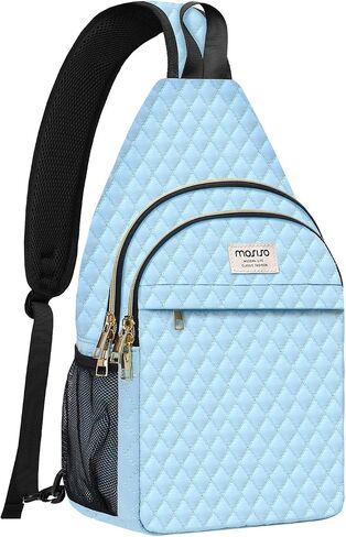 حقيبة ظهر MOSISO Sling، حقيبة كروس مبطنة على شكل معين مع جيوب أمامية، حقيبة كتف كاجوال للسفر والمشي لمسافات طويلة، أسود in Kuwait