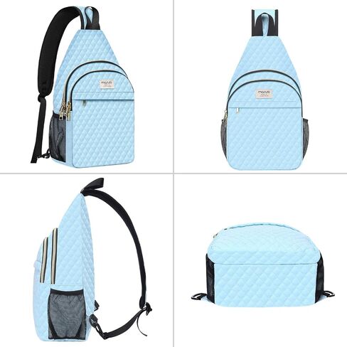 حقيبة ظهر MOSISO Sling، حقيبة كروس مبطنة على شكل معين مع جيوب أمامية، حقيبة كتف كاجوال للسفر والمشي لمسافات طويلة، أسود in Kuwait