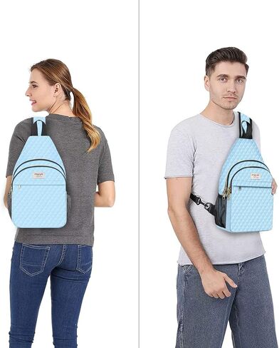 حقيبة ظهر MOSISO Sling، حقيبة كروس مبطنة على شكل معين مع جيوب أمامية، حقيبة كتف كاجوال للسفر والمشي لمسافات طويلة، أسود in Kuwait