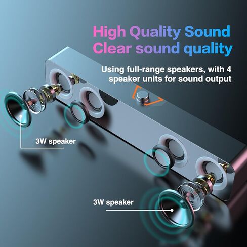 مكبرات صوت للكمبيوتر المكتبي، مكبرات صوت 2.0 قناة مع إضاءة RGB ثابتة وتحكم في مستوى الصوت، تتميز بإدخال 3.5 مم ووصلة تشغيل تعمل بالطاقة USB، متوافقة مع الشاشات وأجهزة الكمبيوتر المحمولة in Kuwait