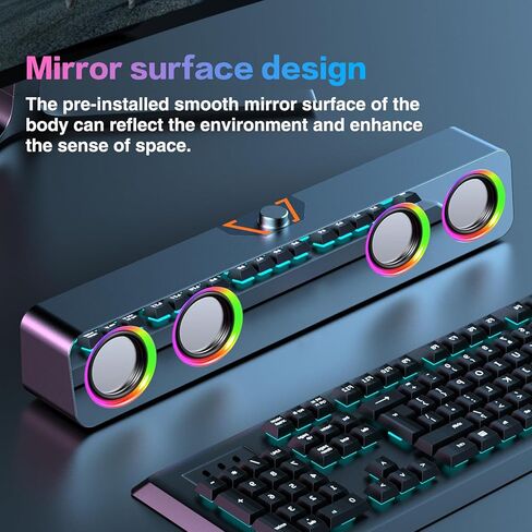 مكبرات صوت للكمبيوتر المكتبي، مكبرات صوت 2.0 قناة مع إضاءة RGB ثابتة وتحكم في مستوى الصوت، تتميز بإدخال 3.5 مم ووصلة تشغيل تعمل بالطاقة USB، متوافقة مع الشاشات وأجهزة الكمبيوتر المحمولة in Kuwait
