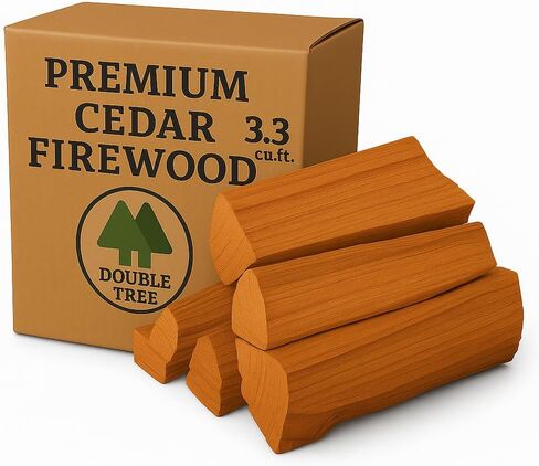 Double Tree - Kiln Dried Premium Incense Cedar Firewood (16inch Logs) (Includes Firestarter) (Large 2.2 Cubic ft for Fireplace,Campfire,Wood Stove, Fire Pit, Split Wood for Solo Stove or Breeo) in Saudi Arabia
