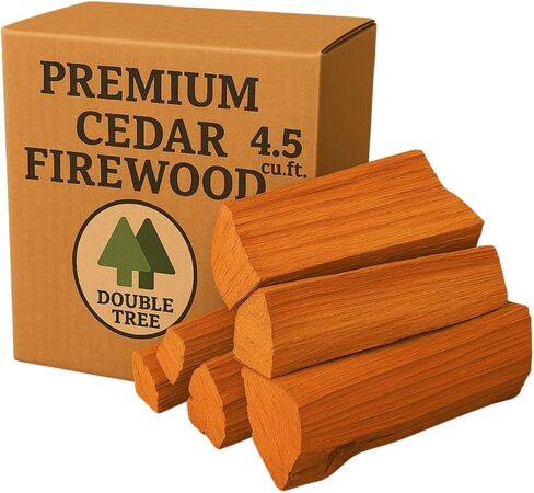Double Tree - Kiln Dried Premium Incense Cedar Firewood (16inch Logs) (Includes Firestarter) (Large 2.2 Cubic ft for Fireplace,Campfire,Wood Stove, Fire Pit, Split Wood for Solo Stove or Breeo) in Saudi Arabia