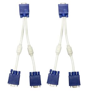 NOLITOY 2PCS Vga Splitter Cable ثنائي ذكر إلى أنثى محول لشاشة عرض مزدوجة النسخ المتطابق مع سلك سميك وتصميم حلقة مغناطيسية نقل إشارة مستقرة لشاشات الكريستال السائل وجهاز العرض in Kuwait