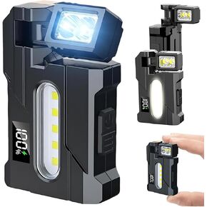 Rechargeable EDC Flashlight with Rotable Lamp Head, 500 Lumens Super Bright Mini Flashlight, 1500mAh Portable Flat Pocket Flashlights, Magnetic Keychain Flashlight for Outdoor Home Emergencies in Saudi Arabia