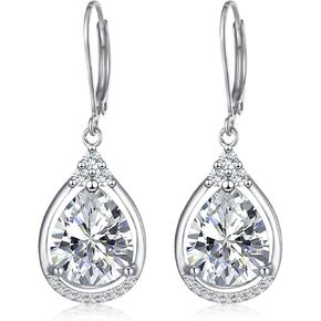 أقراط جوهرة الميلاد من الفضة الإسترلينية AAAAA مكعبة الزركونيوم على شكل دمعة تتدلى هدايا مجوهرات للنساء in Kuwait