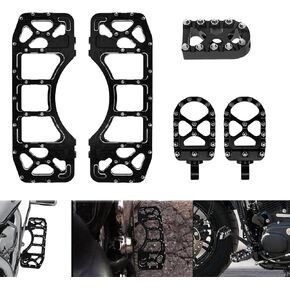 Motorcycle Floorboards Set Driver Passenger Footboards Front Rear Foot Pegs MX Wide Offroad CNC Fit For Harley Touring Road Glide Electra Glide Street Glide Softail Dyna Black in Kuwait