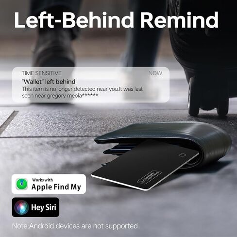 بطاقة تعقب المحفظة - تعمل بطاقة التتبع مع Apple Find My، مكتشف محفظة البطاقة الذكية لتعقب البلوتوث، رفيعة 0.07 بوصة، مقاومة للماء IP68، محدد موقع العناصر لبطاقات الأمتعة وجوازات السفر والمحفظة، أسود كربوني in Saudi Arabia