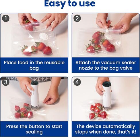 Portable Handheld Vacuum Sealer for Food with 32 Reusable Bags, Compact & Powerful Food Vacuum Sealer with Visible Water Tank, Display Indicator and 6X Freshness Lock for Meal Prep & Storage in Saudi Arabia