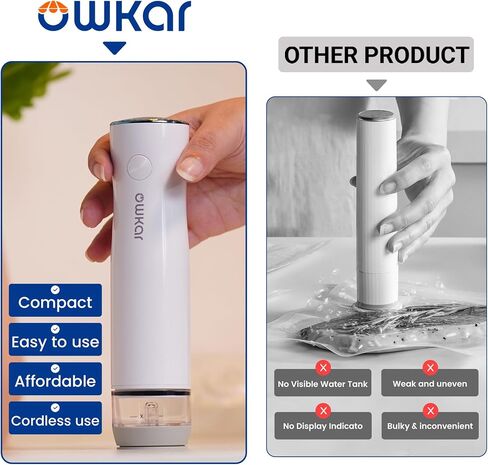Portable Handheld Vacuum Sealer for Food with 32 Reusable Bags, Compact & Powerful Food Vacuum Sealer with Visible Water Tank, Display Indicator and 6X Freshness Lock for Meal Prep & Storage in Saudi Arabia