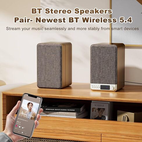 مكبرات صوت كمبيوتر مقاس 3.5 بوصة لأجهزة الكمبيوتر المكتبية، زوج مكبرات صوت نشطة على رف الكتب لمشغل تسجيلات الفينيل، ومكبرات صوت استريو مع مدخل Aux RCA مقاس 3.5 مم، BT 5.4، مزود بمنفذ USB لشاشة ألعاب الكمبيوتر المحمول القابلة للدوران in Kuwait