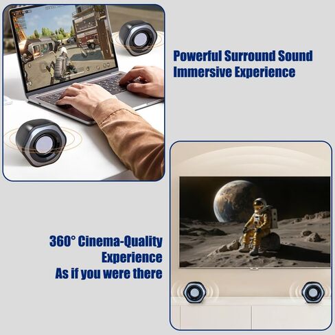 3" Computer Speaker for Desktop or Laptop PC,USB C/USB-Powered,Crystal Clear Sound,Rich Bass,Loud Volume,Direct Control,Plug-N-Play - Black in Saudi Arabia