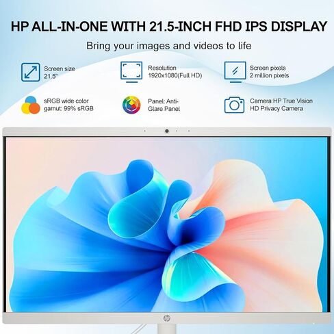 كمبيوتر مكتبي HP All in One للمنزل، Intel Celeron J4025، 21.5 بوصة FHD مضاد للتوهج، WiFi 6، 16 جيجابايت DDR4، 1 تيرابايت SSD، محرك فلاش USB 1 تيرابايت، كمبيوتر منزلي، لوحة مفاتيح وماوس سلكي، Windows 11 Pro، مع ملحقات in Saudi Arabia