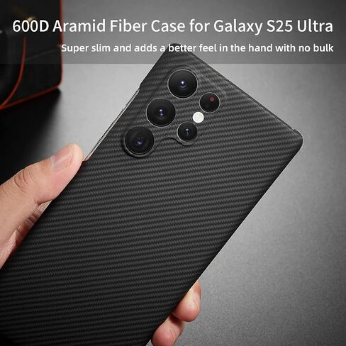Aramid Fiber Case for Samsung Galaxy S25 5G with Carbon Fiber Texture, Super Slim Protective Cover, Soft Touch Sturdy Durable Case, Snap-on Back Cover Wireless Charging Friendly in Kuwait