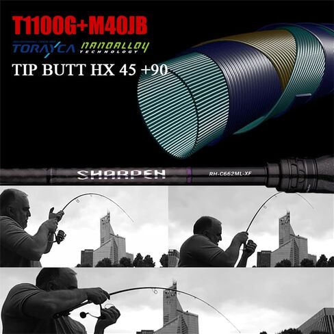 PURELURE Sharpen Fishing Rod ألياف الكربون M40JB+T1100G، سريع جدًا/M سريع الحركة، مقعد بكرة الكربون، مقبض فلين 3A ومقبض EVA، أدلة حلقة دائرية فوجي جديدة، 6'5"-9'2" قضيب غزل وصب للمياه العذبة/المالحة in Kuwait