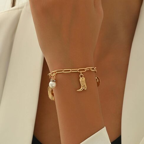 Long tiantian Western Bracelet for Women Gold Cowgirl Bracelets Boho Charms Bracelet Boho Dress Country Concert Outfit in Saudi Arabia