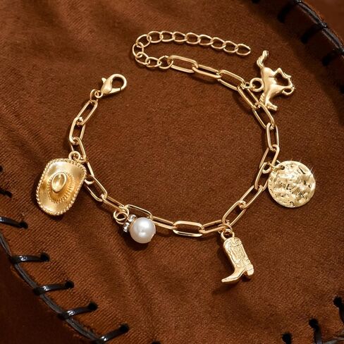 Long tiantian Western Bracelet for Women Gold Cowgirl Bracelets Boho Charms Bracelet Boho Dress Country Concert Outfit in Saudi Arabia