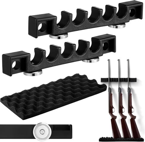 2 Pcs Magnetic Gun Rack Safe Organizer Accessory Rifle Rack for Gun Storage with Sponge Support Pad for Butt Stocks Shotgun Barrel Rest Holder Fishing Rod Holder Wall Mount Truck Gifts in Saudi Arabia