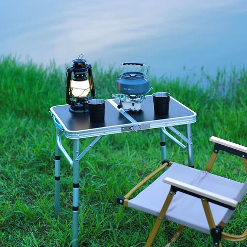 Small Folding Table 2 Foot, Portable Camping Table with Mesh Holders,Lightweight Aluminum Adjustable Height, with Carry Handle for Camping Picnic Indoor Outdoor, White 24 x 16 inch (3 Heights） in Kuwait